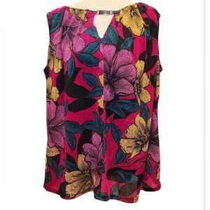 Worthington Plus 1X Business Casual Floral Bold Teal Pink Resort Office Chic